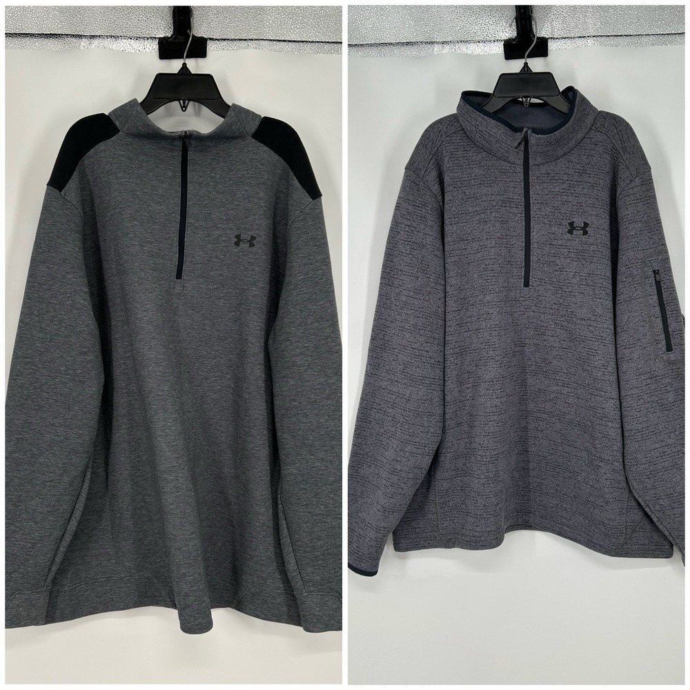 Lot Of 2 Under Armour Golf Quarter 1/4 Zip Pullover Fleece Sweatshirt‎ Bundle